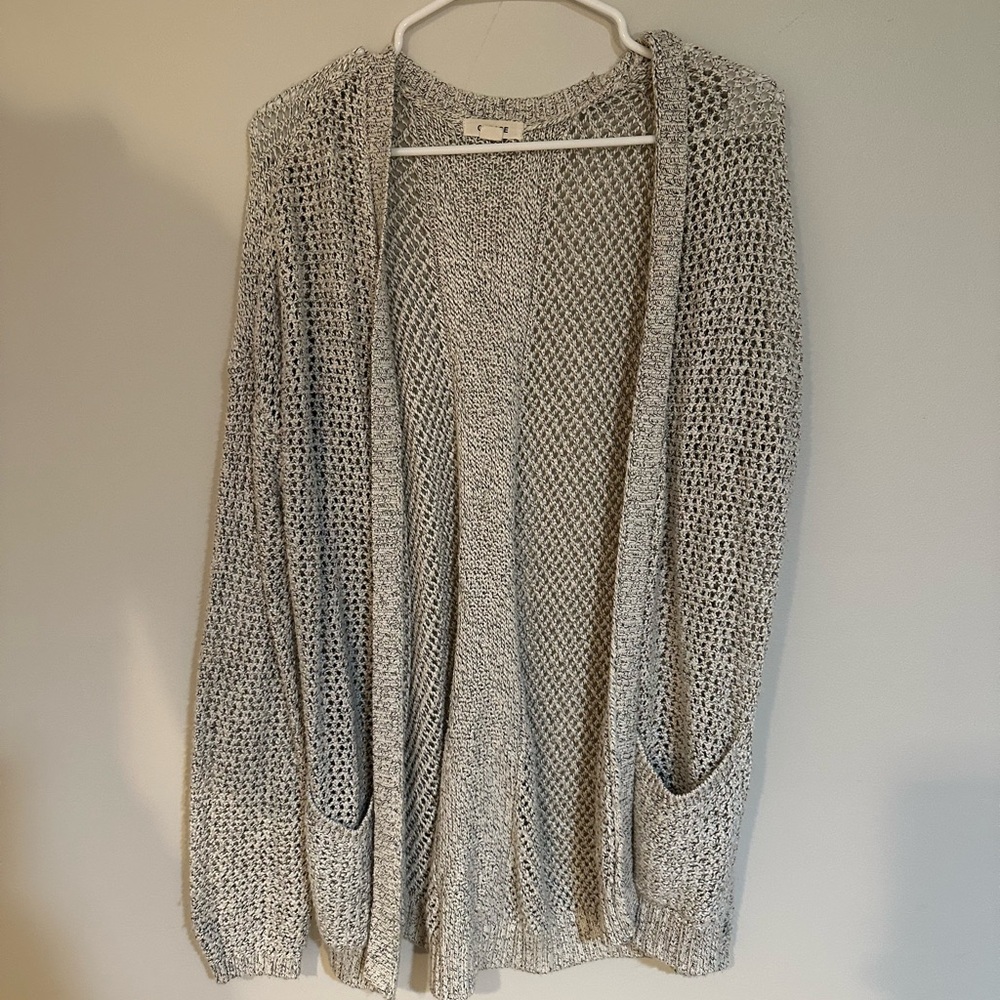 Gray Open-Knit Women's Sweater